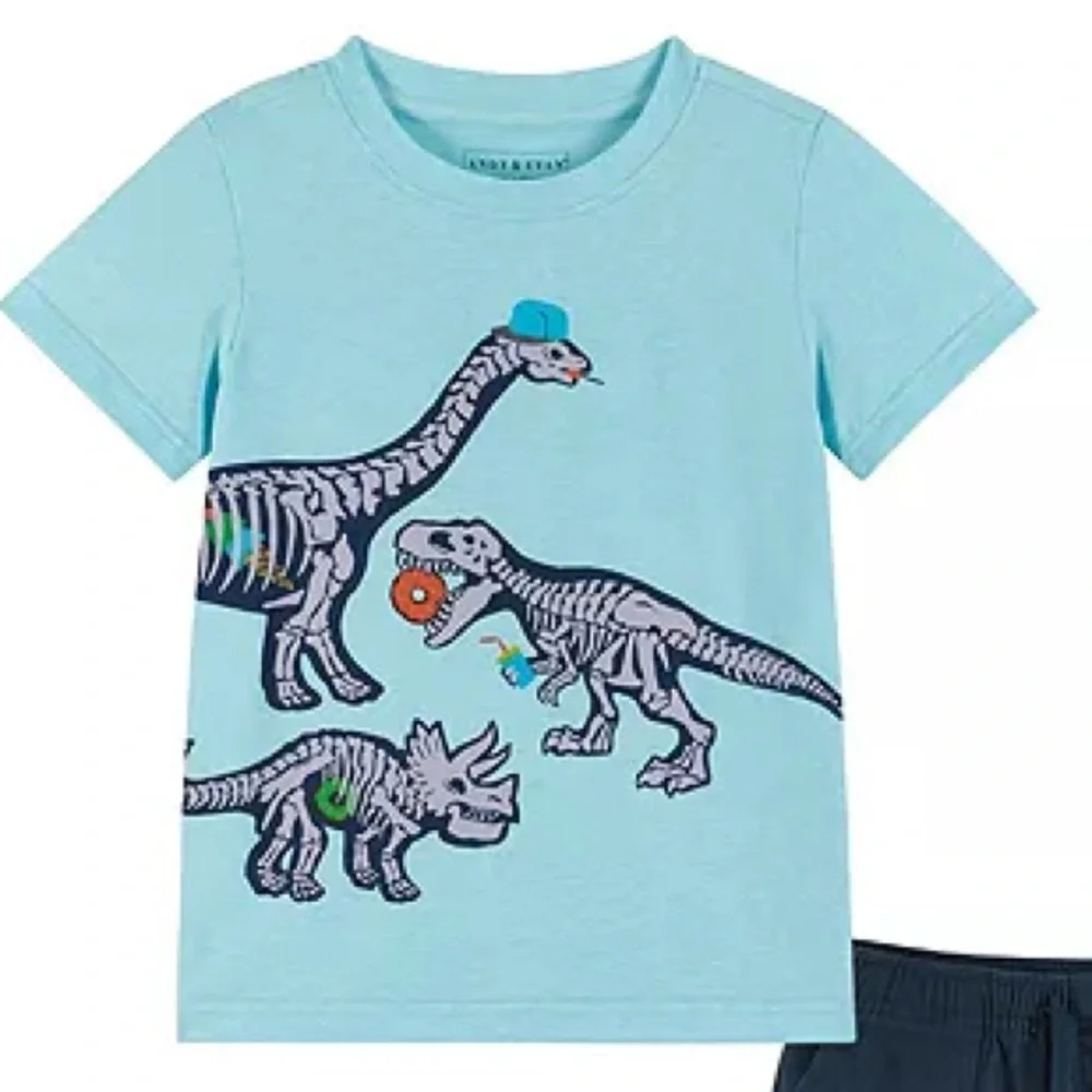 4T Andy & Evan Light Blue Dinosaur Tee